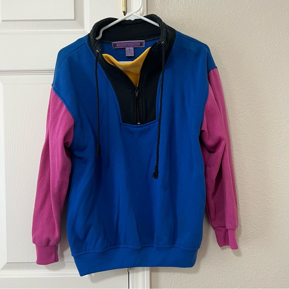 Vintage 90s Colorblock Quarter Zip - Medium